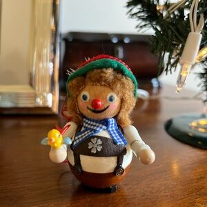 Vintage Steinbach Traditional German outfit ornament with yellow bird